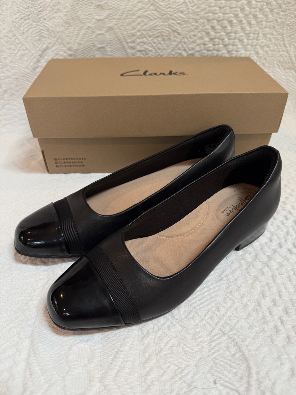 Clarks Juliet Monte Leather Toe Cap Dress Slip On Shoe Women’s Size 8 Flats